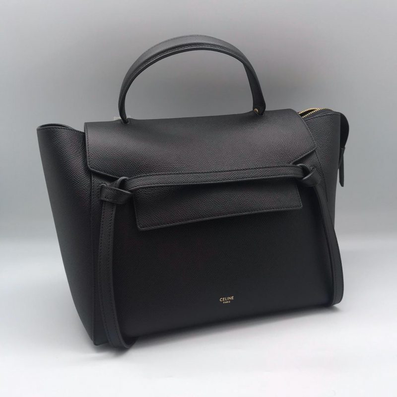 Женская кожаная сумка Celine Belt Mini черная