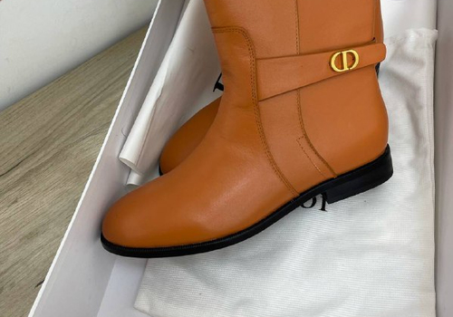 Коричневые кожаные сапоги Christian Dior