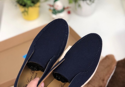 Женские синие ботинки Loro Piana текстиль