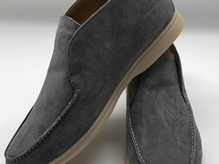 Мужские серые замшевые ботинки Loro Piana