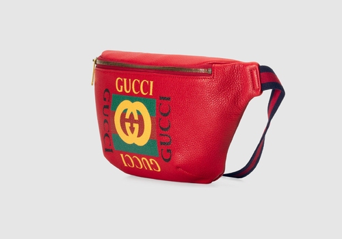 Сумка на пояс Gucci красная с принтом