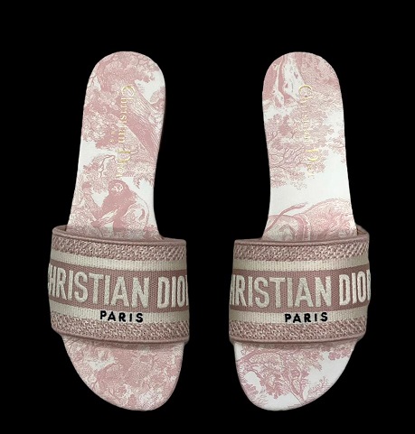 Женские шлепки Christian Dior розовые