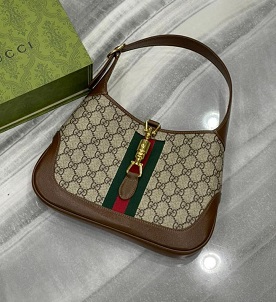 Женская кожаная сумка Gucci Jackie Mini коричневая