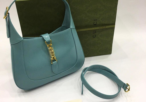 Женская кожаная сумка Gucci Jackie Mini голубая