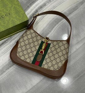 Женская кожаная сумка Gucci Jackie Medium коричневая