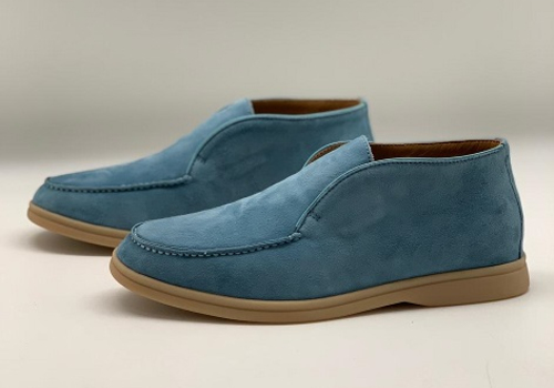 Замшевые голубые ботинки Loro Piana