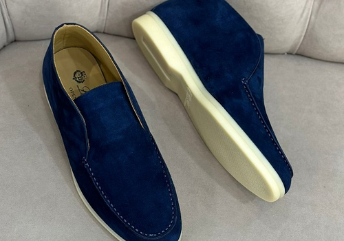 Замшевые женские ботинки Loro Piana темно-синие