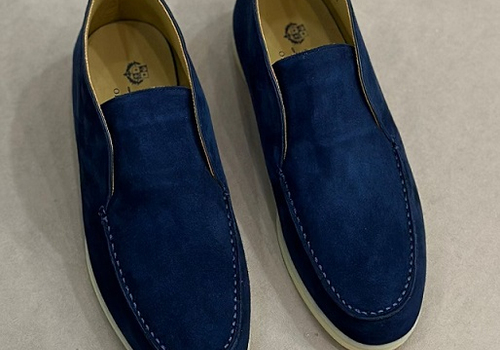 Замшевые женские ботинки Loro Piana темно-синие