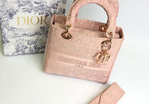 Сумка Christian Dior Lady текстиль розовая