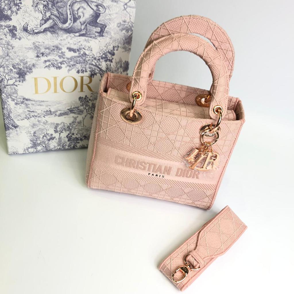 Сумка Christian Dior Lady текстиль розовая