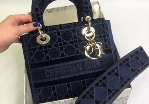 Сумка Christian Dior Lady текстиль синяя