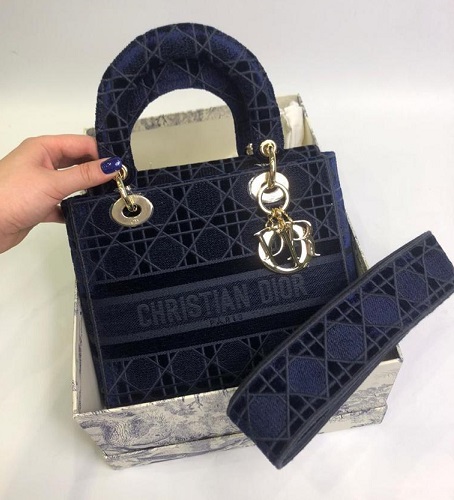 Сумка Christian Dior Lady текстиль синяя