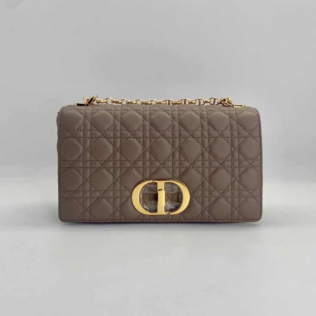 Женская сумка Christian Dior Caro Maxi бежевая