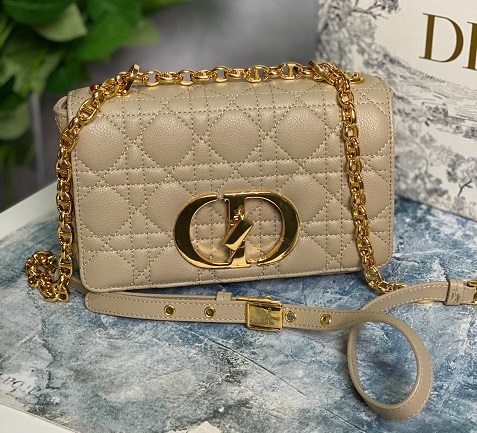 Женская сумка Christian Dior Caro Mini бежевая