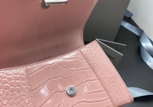 Женская кожаная сумка Balenciaga Hourglass Small розовая