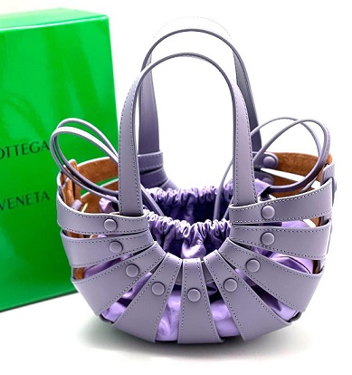 Женская кожаная сумка Bottega Veneta Shell фиолетовая