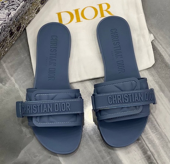 Женские голубые шлепки Christian Dior текстиль