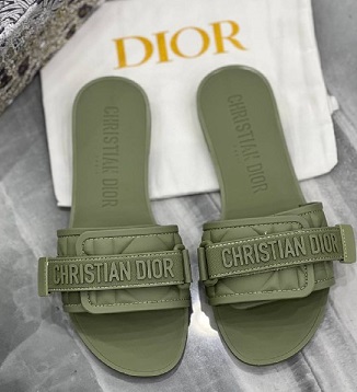 Женские шлепки Christian Dior оливковые