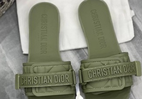 Женские шлепки Christian Dior оливковые
