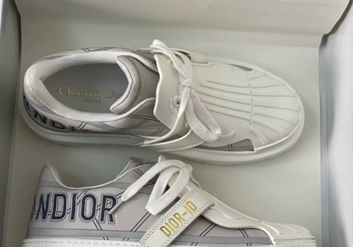 Белые c серым сникерсы Christian Dior ID