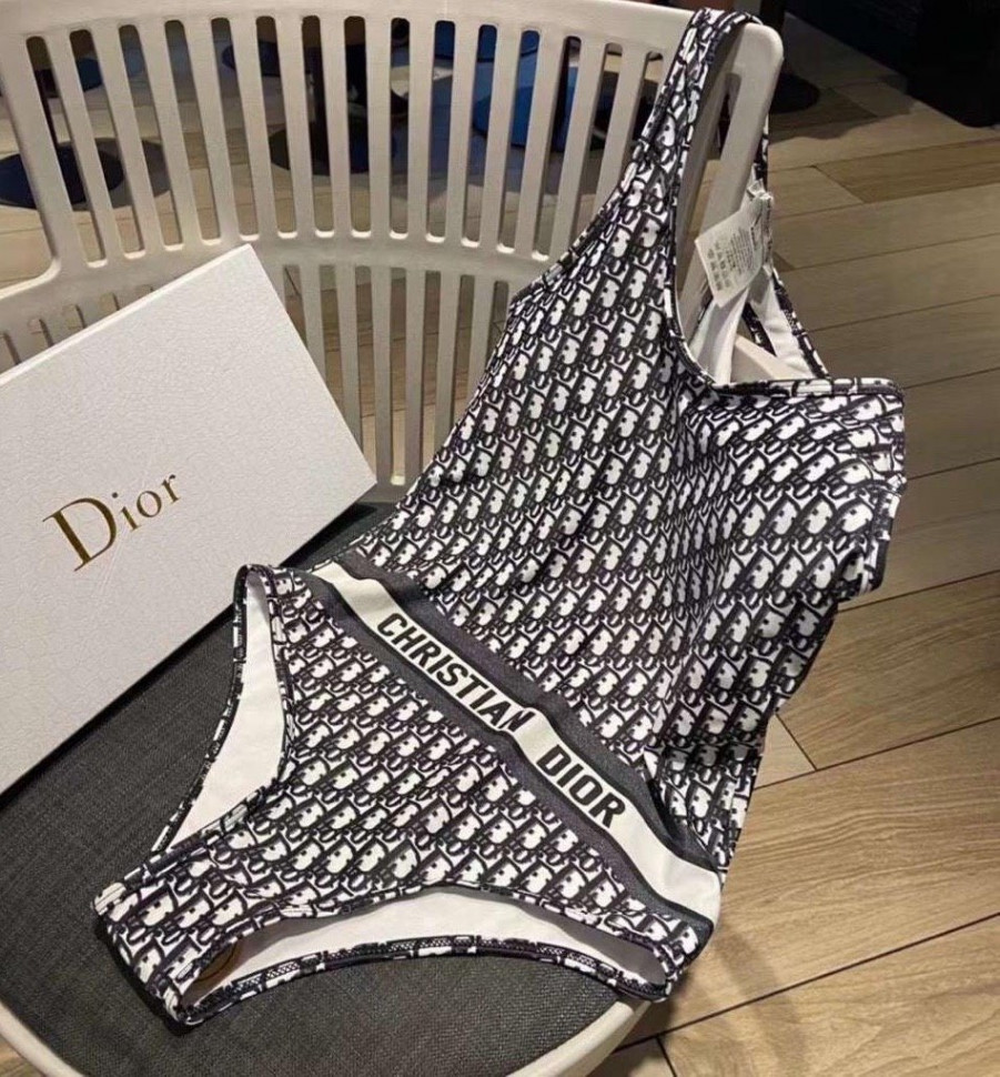 Купальник Christian Dior черно-белый