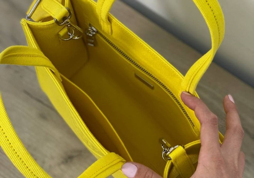 Женская желтая сумка Prada
