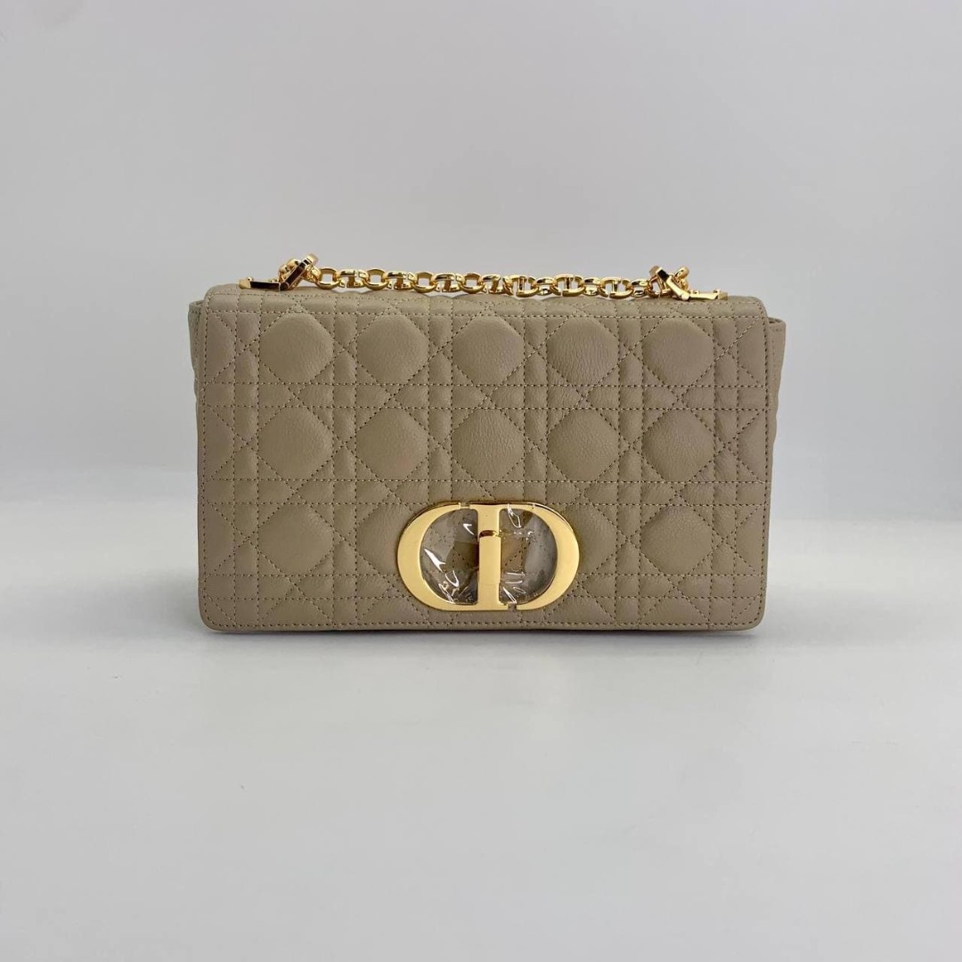 Женская сумка Christian Dior Caro 25 см бежевая