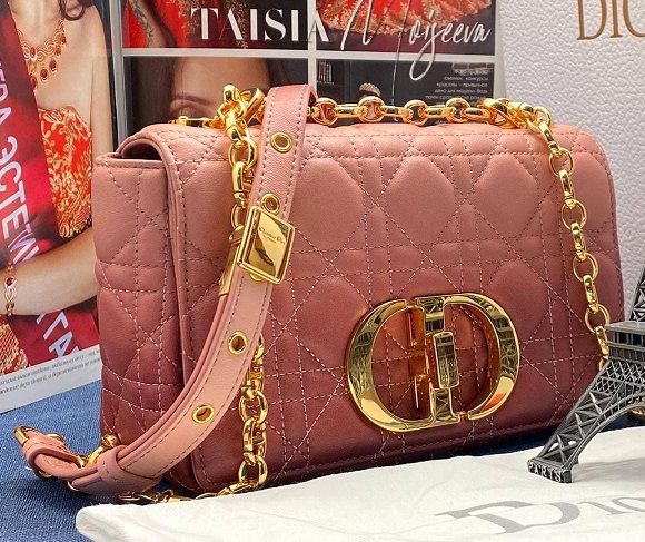 Женская сумка Christian Dior Caro Mini розовая