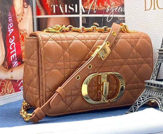 Женская сумка Christian Dior Caro Mini коричневая