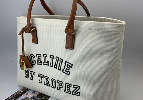 Женская пляжная сумка Celine белая