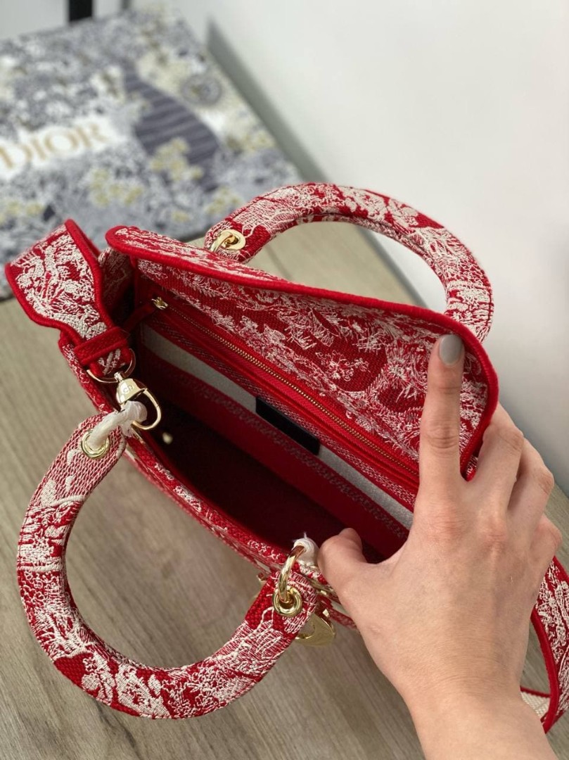 Сумка Christian Dior Lady текстиль красная