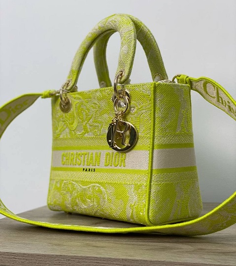 Сумка Christian Dior Lady текстиль желтая