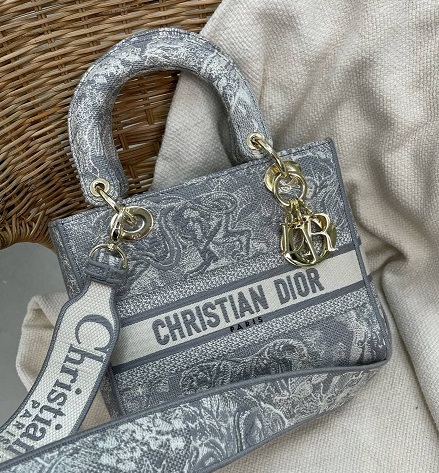 Сумка Christian Dior Lady текстиль серая