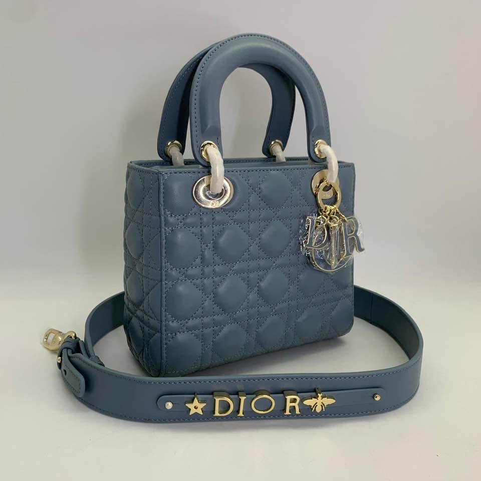 Сумка Christian Dior Lady синяя 20 см