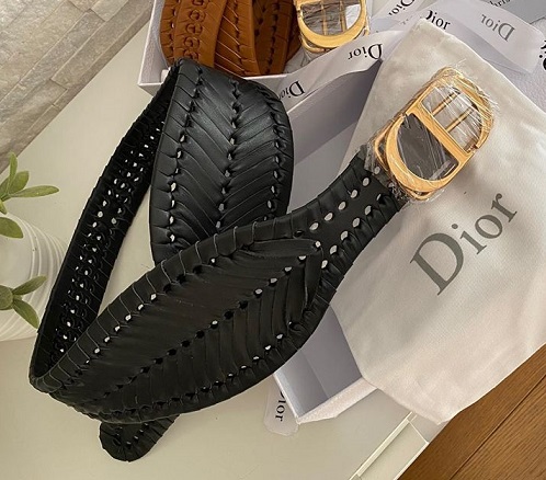 Женский черный кожаный ремень Dior