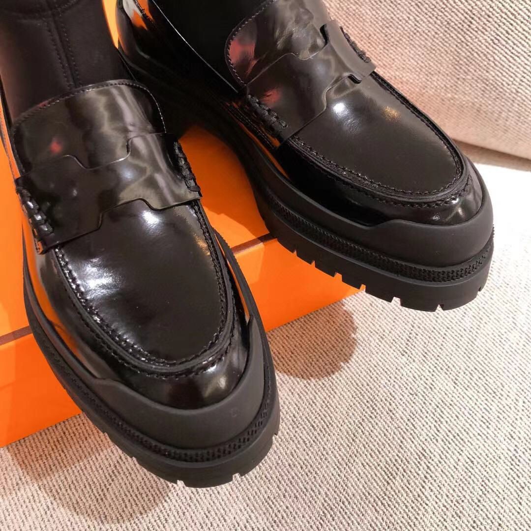 Hermes женские ботинки черные