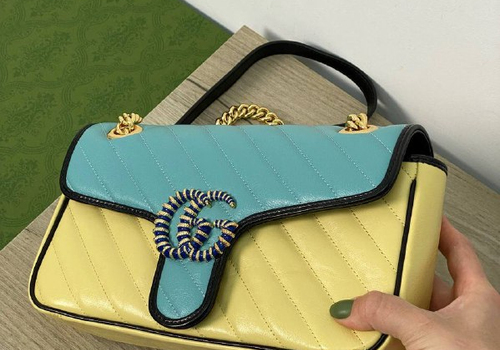 Женская кожаная сумка Gucci Marmont с золотой цепочкой