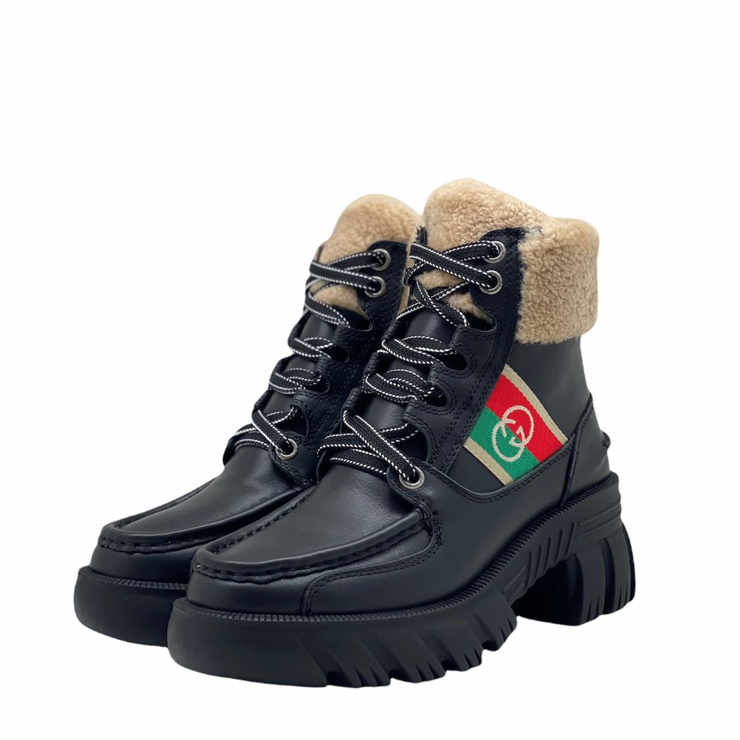 Кожаные зимние ботинки Gucci черные