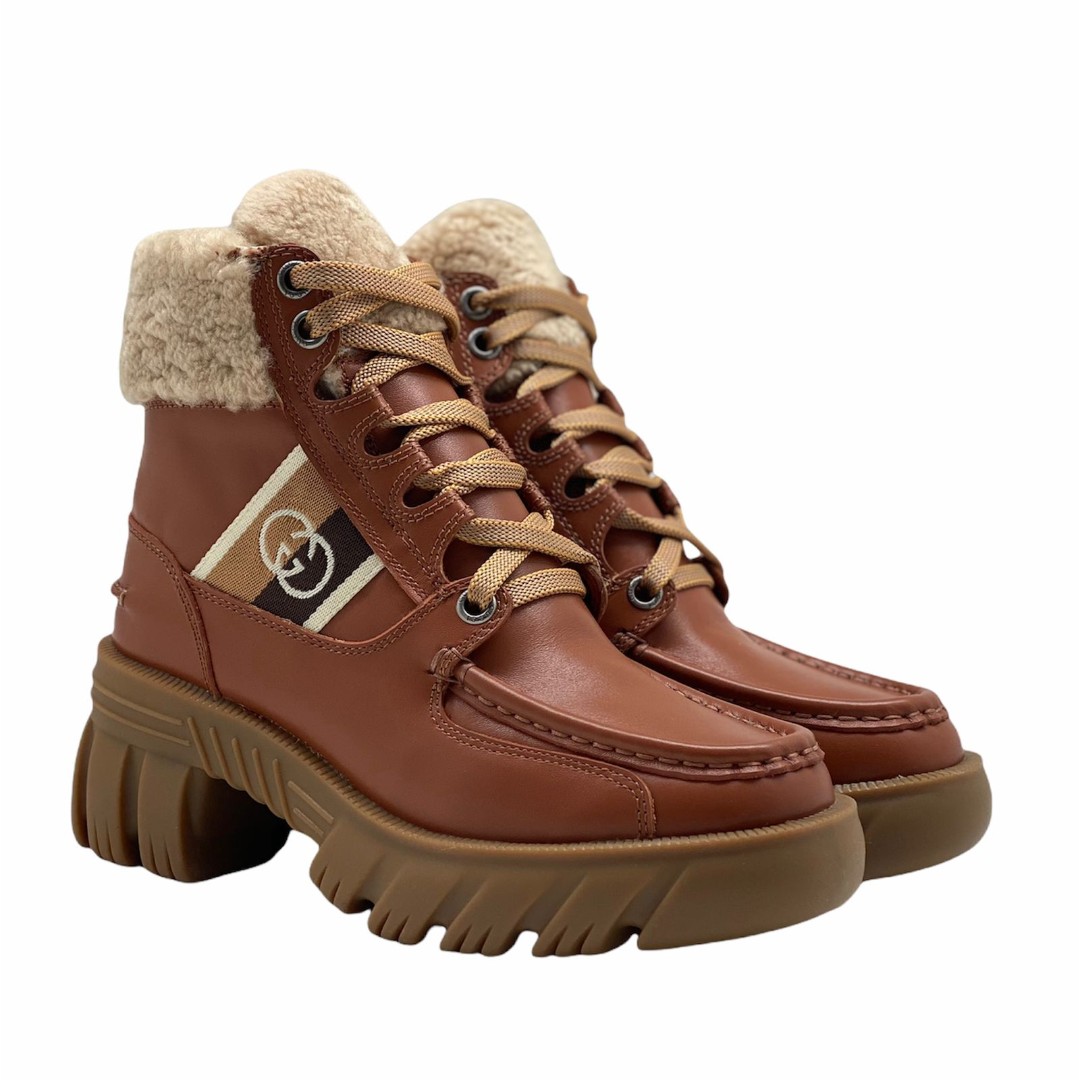 Кожаные зимние ботинки Gucci коричневые