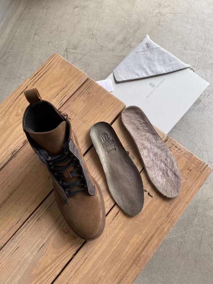 Женские замшевые ботинки Brunello Cucinelli коричневые