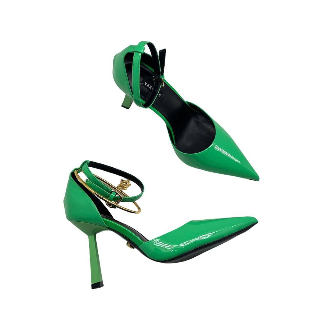 Женские кожаные туфли Versace зеленые