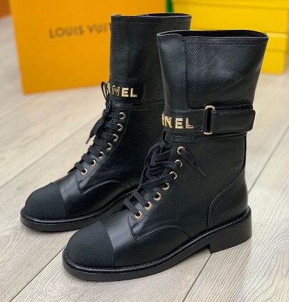 Кожаные ботинки Chanel черные