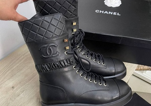 Ботинки черные кожаные Chanel
