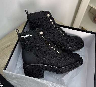 Ботинки черные Chanel твид