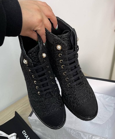 Ботинки черные Chanel твид