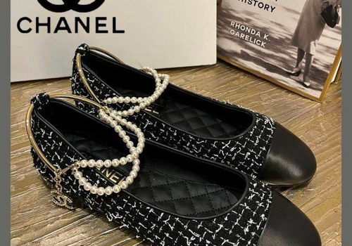 Черные балетки из твида Chanel