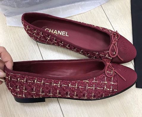 Балетки Chanel твид бордовые