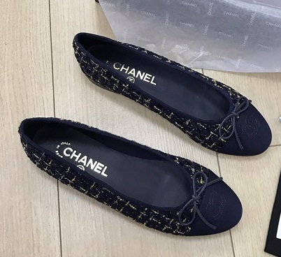 Балетки Chanel твид темно-синие