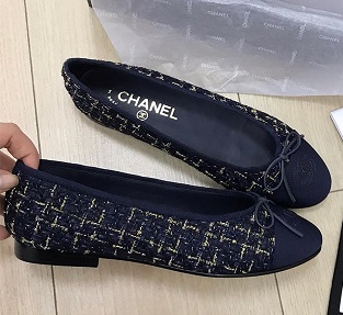 Балетки Chanel твид темно-синие