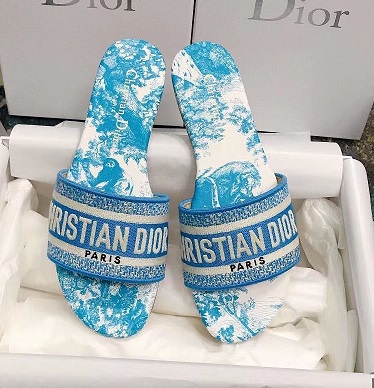 Женские шлепки Christian Dior голубые